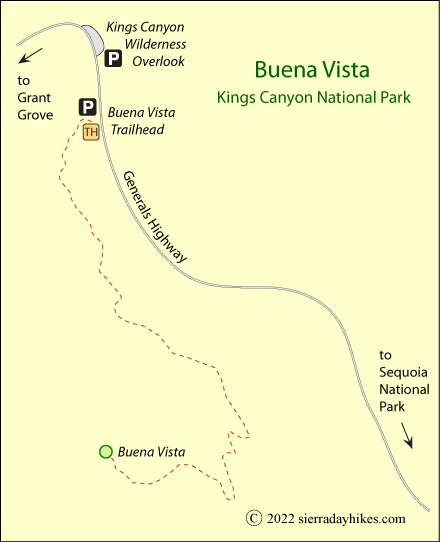Buena Vista trail map, Kings Canyon National Park