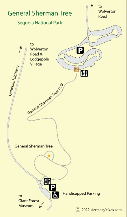 General Sherman Tree Trail map, Sequoia National Park, California