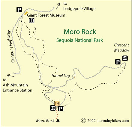 Moro Rock  map, Sequoia National Park, California