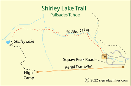Shirley Lake trail map, Palisades Tahoe, CA