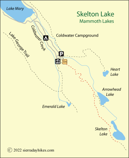 Skelton Lake trail map, Mammoth Lakes, California