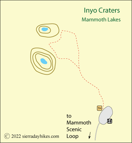 Inyo Craters trail map, Mammoth Lakes, California