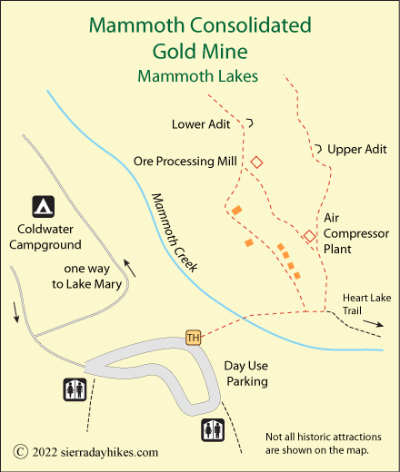 Mammoth Consolidated Mine trail map, Mammoth Lakes, California