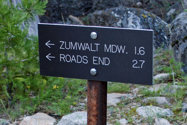 tail sign along Roaring River Falls trail, Kings Canyon National Park