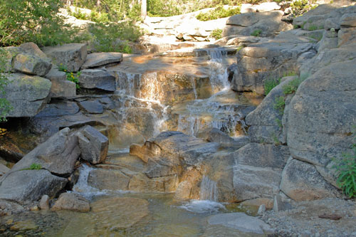 waterfall along trail to Shirley Lake, Palisades Tahoe, CA